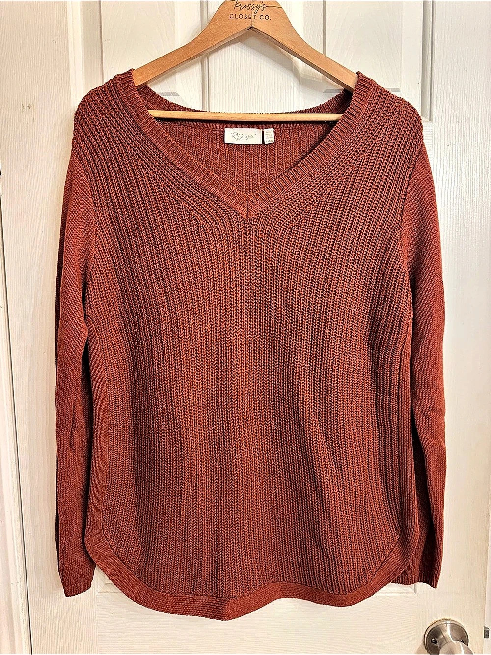 RD style V-Neck Sweater in Brown Like New